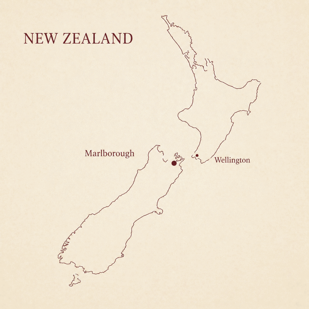 Map of New Zealand showing Marlborough